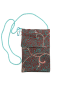 cross body phone purse made from the silk of a vintage kimono