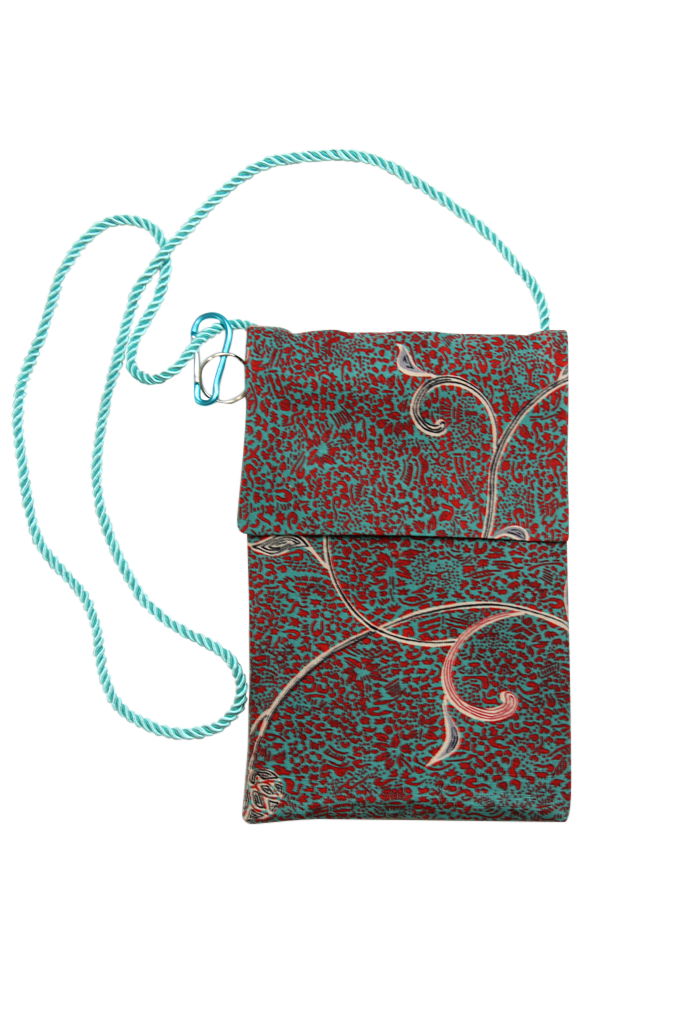 cross body phone purse made from the silk of a vintage kimono