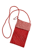 red shibori silk phone purse from vintage kimono