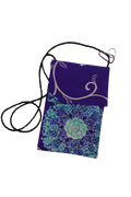 purple and turquoise silk crossbody phone purse