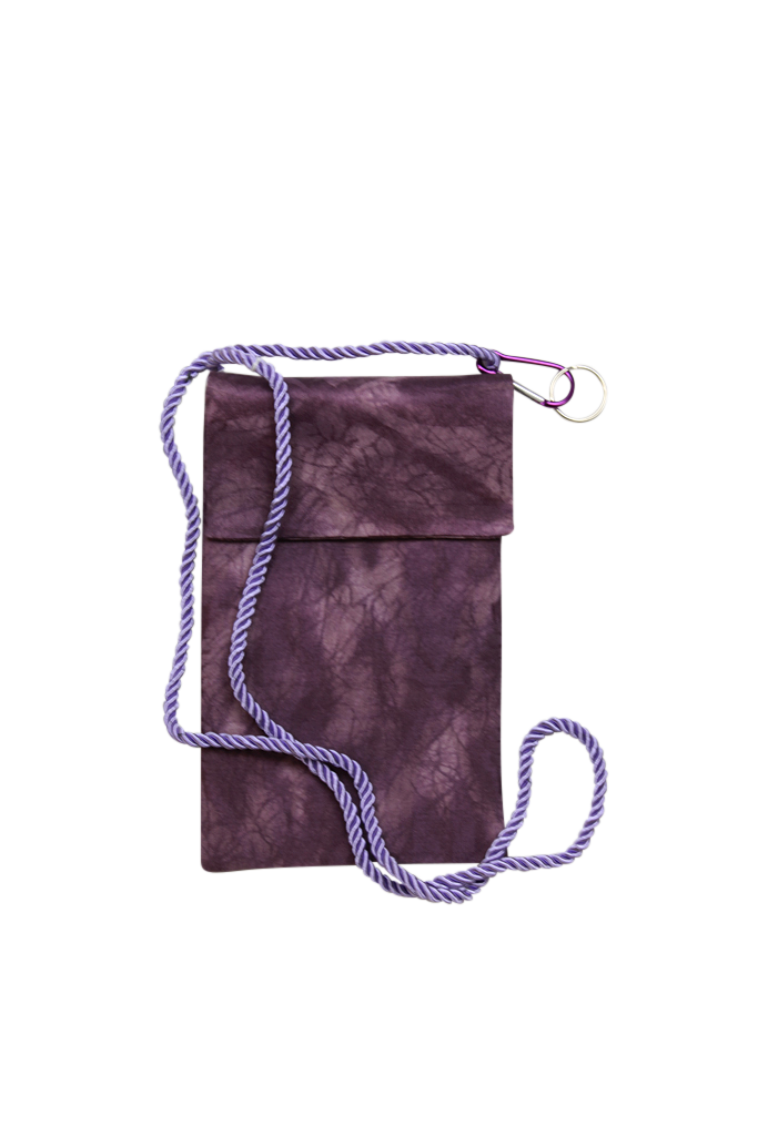 purple silk crossbody phone purse from vintage kimono