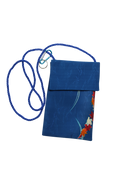 blue silk cross body phone purse from vintage kimono
