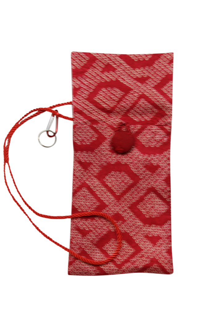 red shibori phone purse from vintage silk kimono