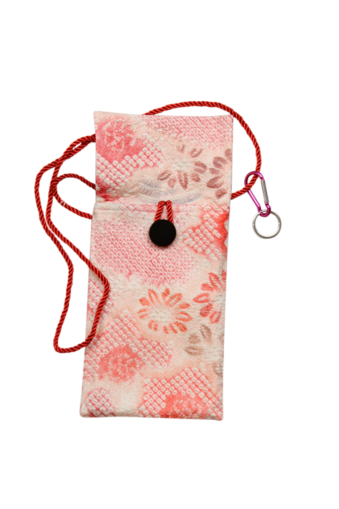 pink phone purse made from vintage kimono silk