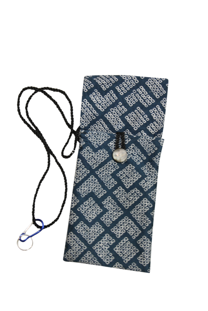 cross body phone purse made from shibori silk from a vintage kimono