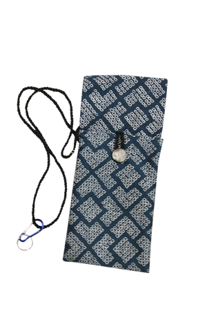 cross body phone purse made from shibori silk from a vintage kimono