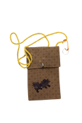 brown silk phone purse with shishi dog