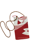 Burgundy and silver phone purse made from a vintage obi