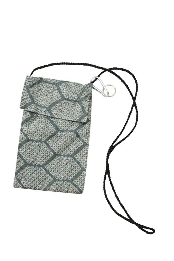 gray silk phone purse from vintage kimono