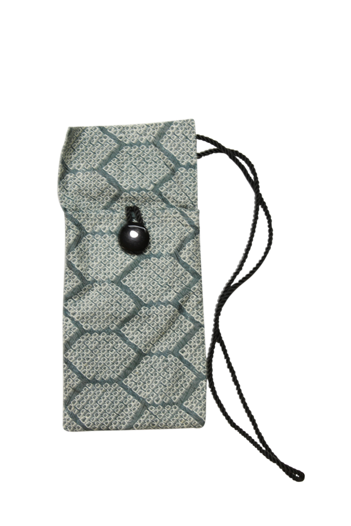 gray shibori silk phone purse