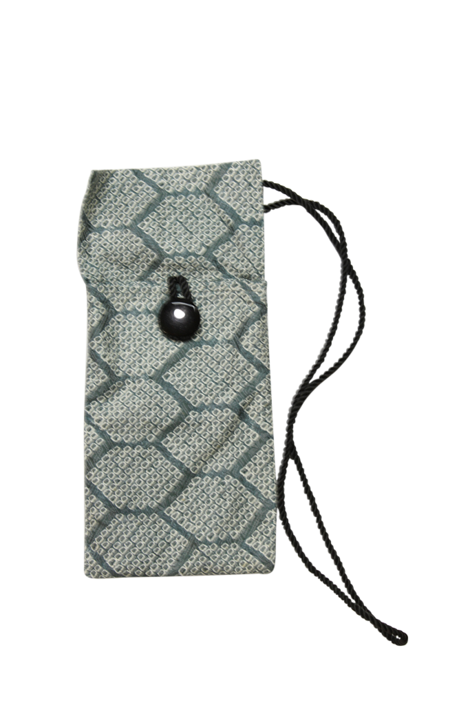 gray silk phone purse from vintage kimono