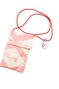 Pink silk phone purse with white cranes - Kiku 