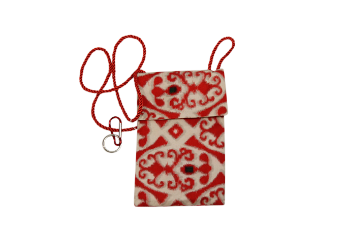 red shibori vintage silk purse