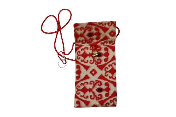 red shibori vintage silk purse