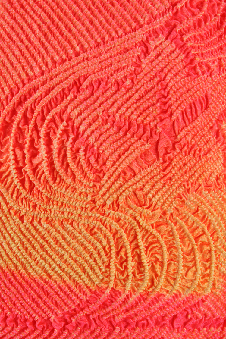 Peach silk sash scarf with shibori stars and stream - Kiku 