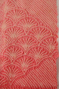 Pale pink silk sash scarf with fan shibori design - Kiku 