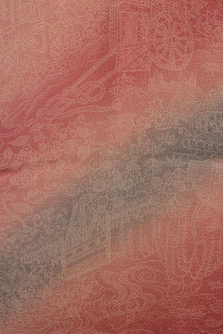 Pink silk sash scarf with subtle gradations of blue - Kiku 