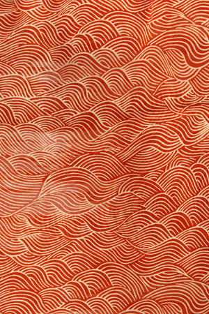 detail of wave design on brown silk scarf