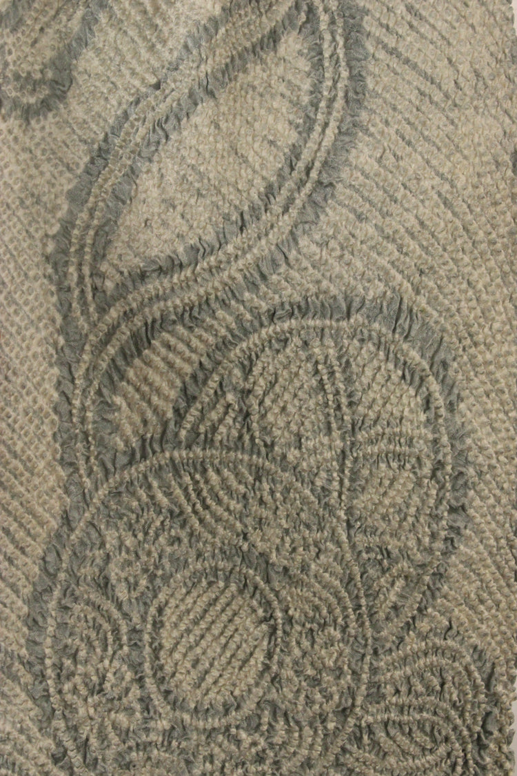 white and gray shibori dye resistant design in vintage silk