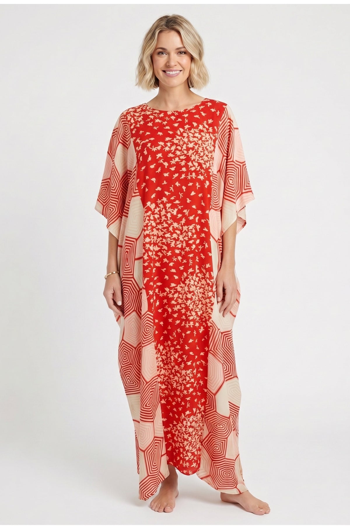 silk caftan maxi dress Calista Silk Caftan Maxi Dress - Turquoise Butterfly