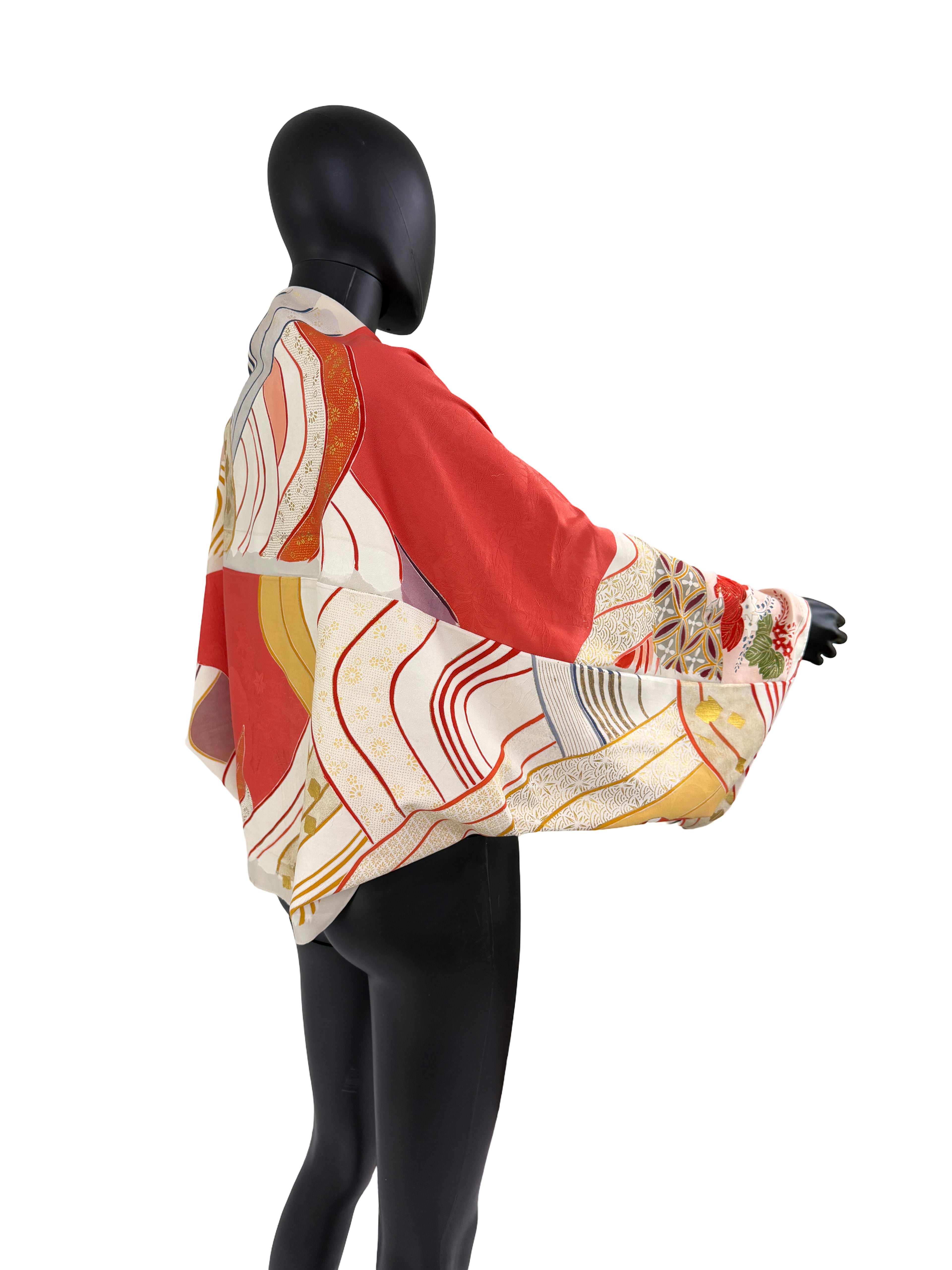 Handpainted silk bolero scarf with arches