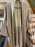 Gray silk kimono jacket with shibori design