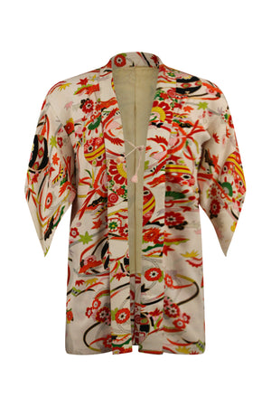 white and red kimono jacket that fits most sizes on large model