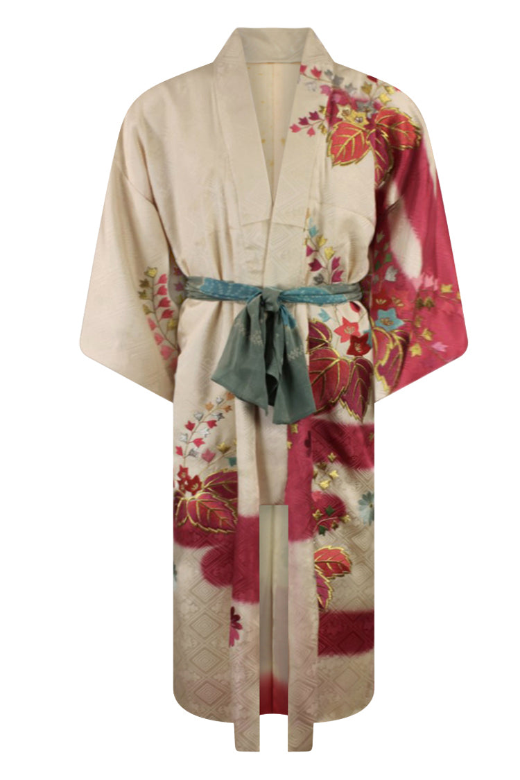 beautiful vintage silk kimono with embroidered design