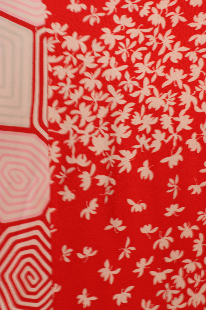 Red and pink caftan dress made for light weight vintage silk