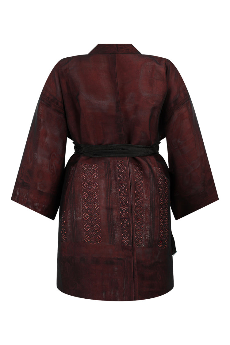 semi-transparent summer silk kimono coat with refashioned sleeves