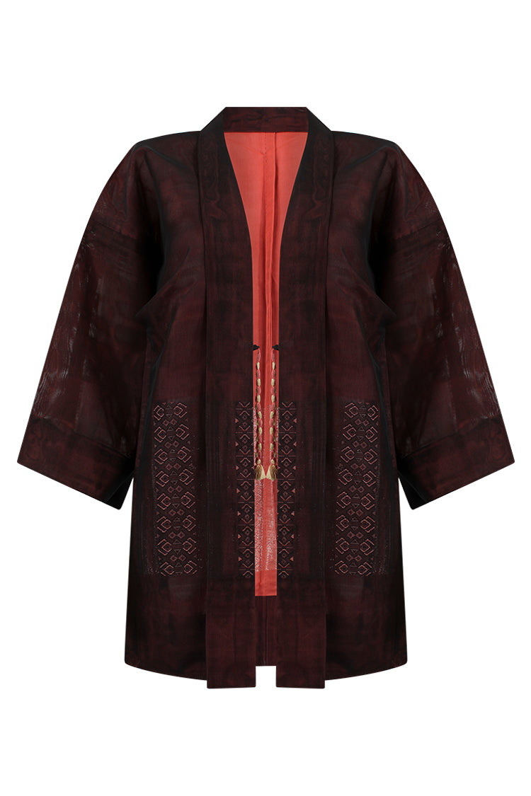 semi-transparent summer silk kimono jacket with refashioned sleeves