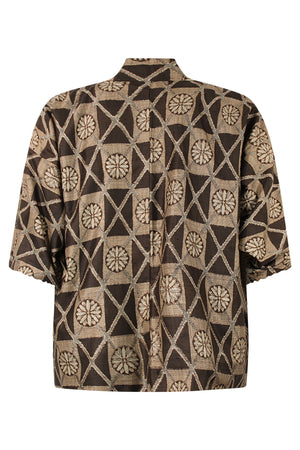 brown silk kimono jacket on large model