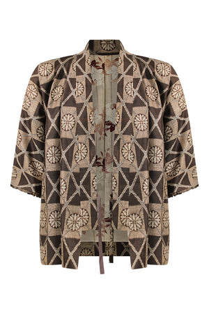 brown silk kimono jacket on large model