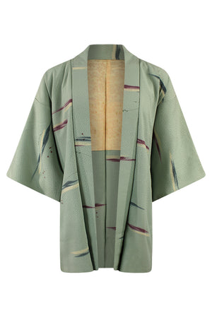 pale mint green silk kimono jacket with refashioned sleeves