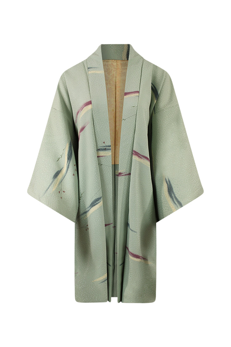 pale mint green silk kimono jacket with refashioned sleeves