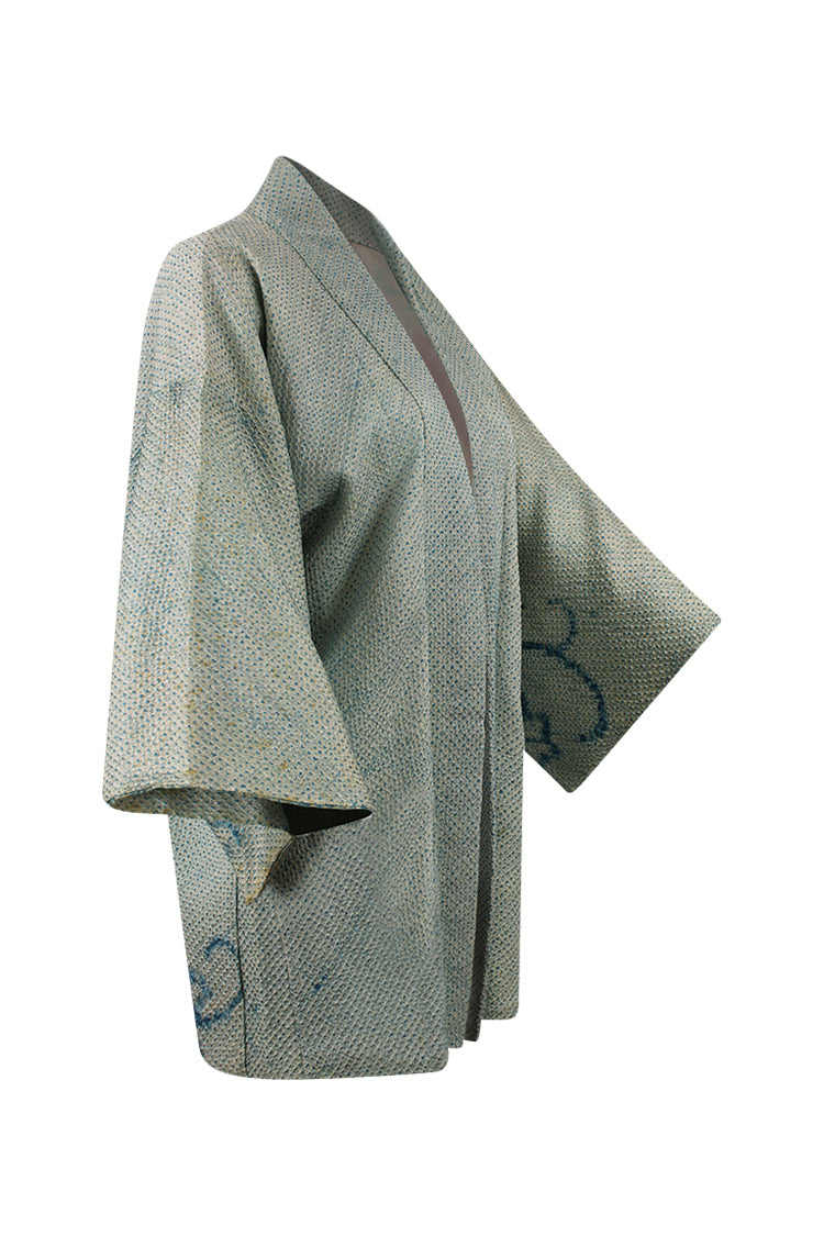 upcycled vintage silk kimono jacket in powder blue