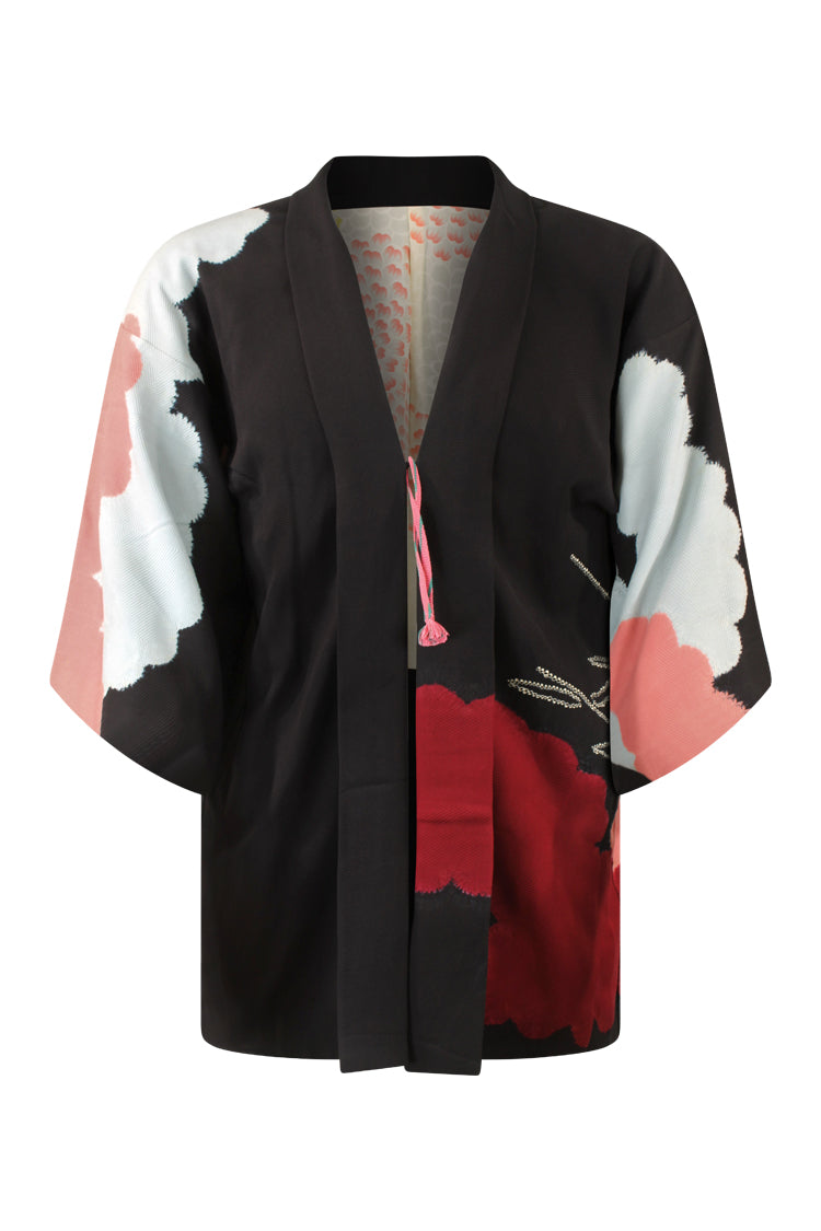 upcycled vintage kimono jacket with cloud design