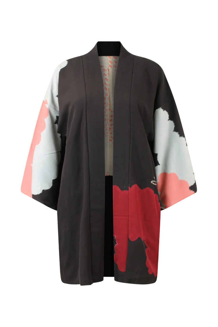 black silk kimono jacket refashioned with reduced sleeves
