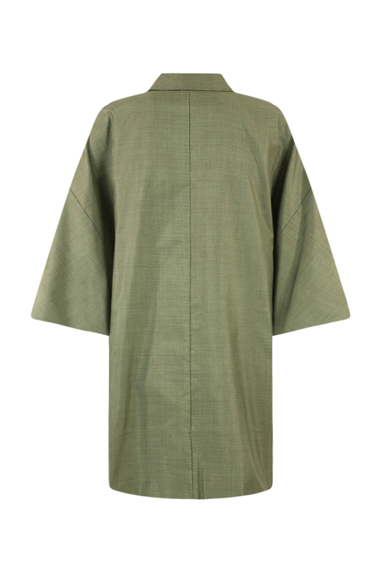 green silk vintage mens kimono coat 