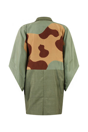 green silk vintage mens kimono coat 