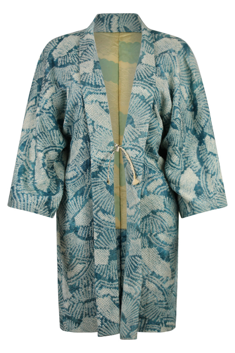 reversible vintage kimono cardigan refashioned with reduced sleeves