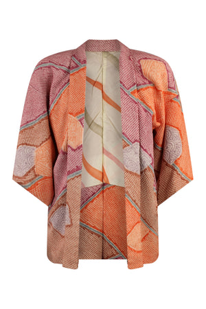 reversible upcycled silk kimono coat with modern sleeves