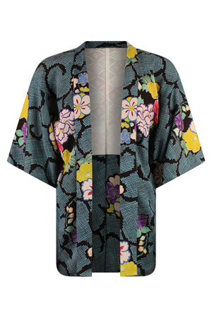 upcycled, sustainable fashion, vintage silk kimono coat with modern sleeves