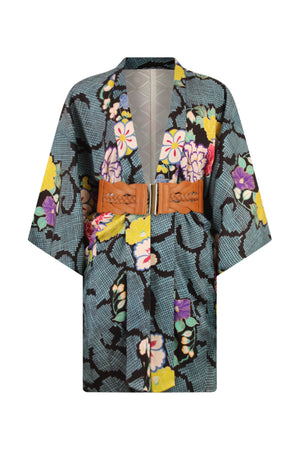 floral silk vintage kimono jacket with belt