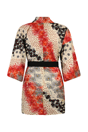 vintage silk kimono coat with woven flowers