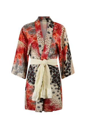 bold red and black vintage silk jacket with refashioned sleeves