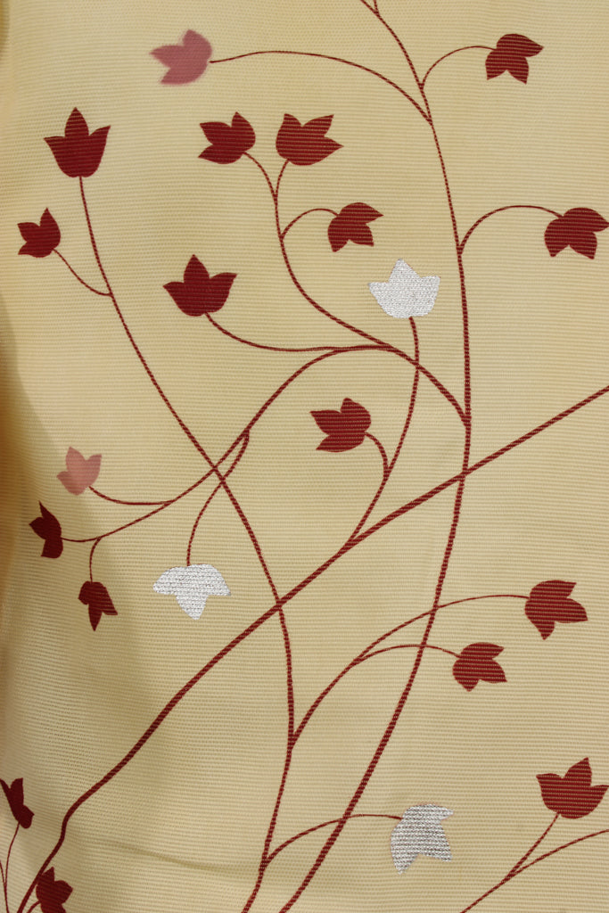 Cream summer silk kimono jacket with red flowers - Kiku 