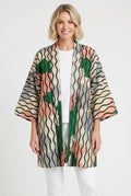 Meisen silk jacket with green pink white design