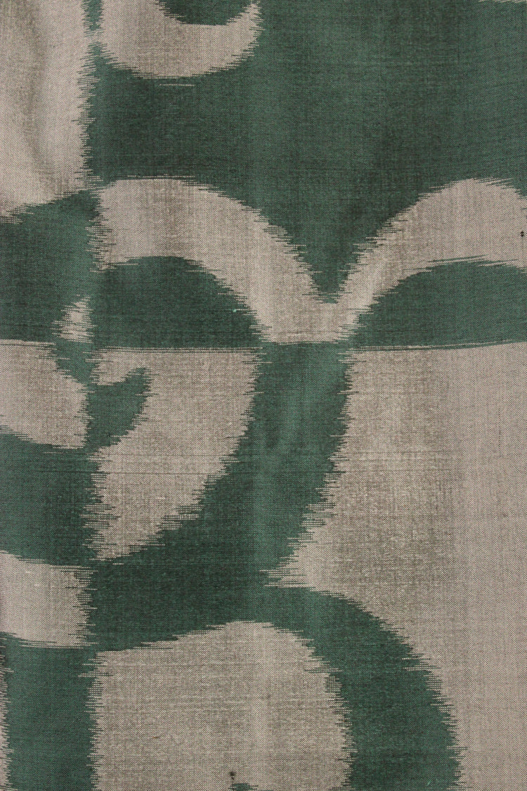 Green and gray meisen silk long kimono jacket - Kiku 