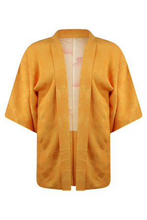 One size fits most yellow kimono jacket on large sized model